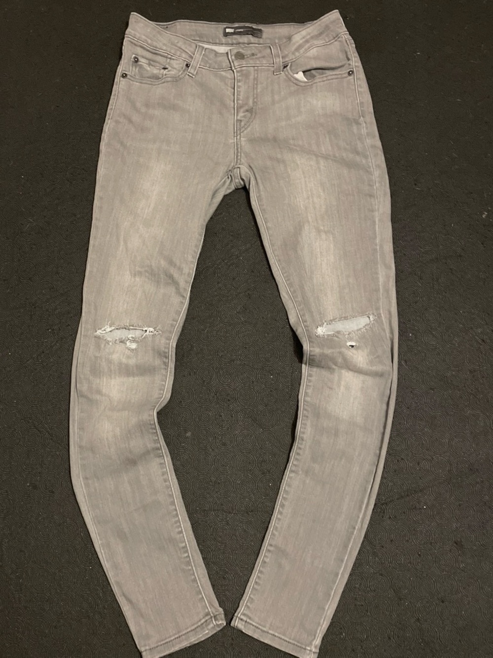 Levi's Men's Gray Skinny Jeans with Knee Distress